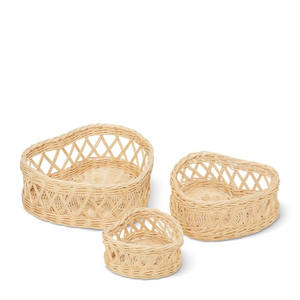 Superbe ensemble de paniers de service en forme de coeur en rotin fait main polyvalent et pratique pour la maison - Product Image 1