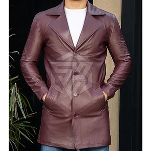 <b>Men's</b> <b>Long</b> Overcoat Trench <b>Coat</b> High Quality Breathable Eco-Friendly Quick Dry Cow Leather Custom Color OEM/ODM Custom Logo - Product Image 2