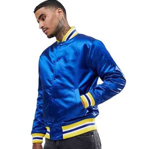 Chaqueta universitaria personalizada al por mayor para hombre, chaqueta de béisbol tipo bombardero con cuello levantado, chaqueta con tejido de lana en blanco, manga con logotipo impreso - Product Image 1