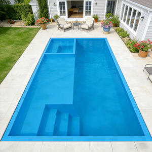 Villa de piscine rectangulaire préfabriquée haut de gamme en fibre de verre, jardin luxueux en fibre de verre, complexe hôtelier à faible entretien, grande piscine en fibre de verre - Product Image 1