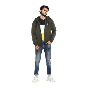 Sweats à capuche zippés pour adultes teints unis cagoules de sport coupe ajustée en manches longues chandails réguliers ajustés pour les jeunes - Product Image 5