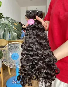 Miến điện xoăn bán buôn nguyên liệu tóc Weave bó phần mở rộng tóc con người tự nhiên lượn sóng mượt và mịn Việt tóc con người