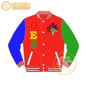 Customized Order Eastern <b>Star</b> Cotton Fleece Embroidered Varsity <b>Jacket</b> OES Breathable Quick Dry Zipper Closure Stand Women - Product Image 6