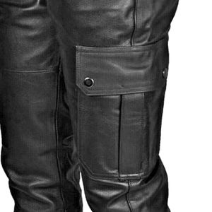 Pantalones Cargo informales de piel de vaca de PU personalizados, pantalones de lona transpirables rectos altos, pantalones Unisex genuinos ligeros para hombres y mujeres - Product Image 6