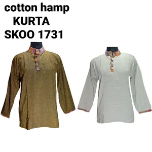 Cotton Hamp Casual Yoga Designer Men's kurta Stylish New Indian Solid Men Kurta Boho GypsyTunic Gorgeous Kurta