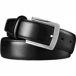 Ceintures en cuir de luxe pour hommes, haute qualité, couleur unie, logo personnalisé, boucle en alliage de cuir de vache, faible MOQ, mode formelle haut de gamme, durable - Product Image 4