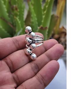 แหวนลูกบอลสีเงินหลายอันทำด้วยมือแหวนซ้อนกันได้แบบมินิมอลทำด้วยมือ925สำหรับผู้หญิงเครื่องประดับแฟชั่นของขวัญครบรอบ - Product Image 4