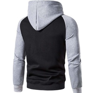 Men's Color Blocking Hooded Tracksuit Set Black Gray Full Sleeve Casual Sportswear with Drawstring Pants and Side Pockets - Product Image 2