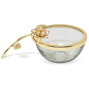 Nouveauté Bol décoratif en aluminium de forme ronde plaqué or avec texture en relief Tendance tendance - Product Image 3