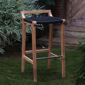 Sidi Modern Teak Bar <b>Stool</b> with Rope Weaving Eco-Friendly for Outdoor Restaurants and Hotels - Product Image 2
