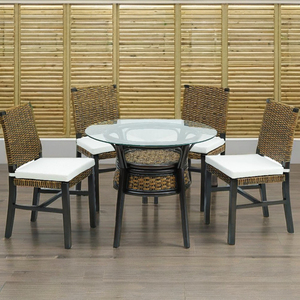 Comfortable Asian Dining Set with Rattan <b>Frame</b> ATHENA <b>Antique</b> Design Dining Room Furniture for Apartment Villa & Hotel Use - Product Image 4
