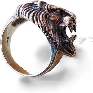 Bague pour homme, bande unie, bague en argent, bague signet lourde, bague lion, Noël, fabrication artisanale, bijoux personnalisés, bague en argent massif 925 - Product Image 6