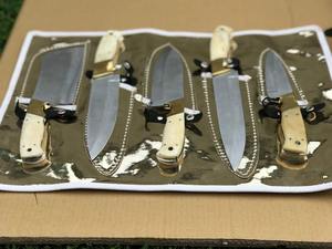 Juego de Cuchillos de Cocina para Uso Profesional - Filo Afilado - Juego de 5 Piezas - Hecho a Mano - Bolsa de Cuero - Acero de Damasco - Product Image 2