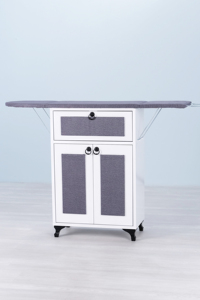 Planche à repasser pliante/armoire à repasser – Cadre blanc, tissu à motifs anthracite - Product Image 2