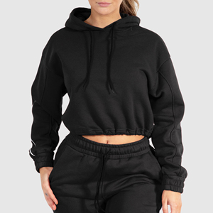 Venta al por mayor caliente niñas de gran tamaño pulóver Crop Hoodie ácido lavado en blanco recortado Tops sueltos Vintage sudaderas con capucha para las mujeres - Product Image 1