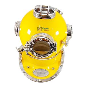 Vintage Handmade <b>Nickel</b> Plated US Navy Diving Helmet Yellow Maritime Anchor Metal Crafts for Deep Sea Scuba Diving - Product Image 1