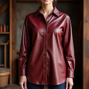 Camisas de Vestir Transpirables de Punto con Estampado Animal de Cuero Genuino de Estilo Urbano para Hombre, Nuevo Diseño, Cuello Personalizado OEM, Manga Larga - Product Image 5