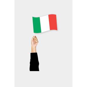 Drapeau italien personnalisé à tenir à la main, techniques d'impression numérique, style fanion, fabriqué en polyester de haute qualité, avec logo personnalisé - Product Image 1