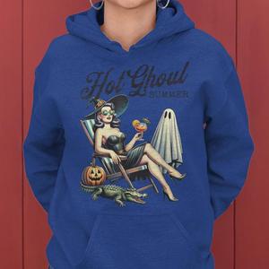 Dynamic Trendy Royal Blue Drop Shoulder Graphic Zipper Up Sudadera con capucha clásica para mujer Sudaderas con capucha en blanco transpirables antiarrugas para mujer - Product Image 4