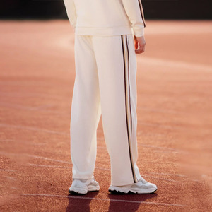 Contrast Black Side Stripes <b>White</b> Color Sport Jacket & Straight Leg <b>Pants</b> Retro Style Gym Wear Custom Made <b>men</b> Tracksuits - Product Image 3