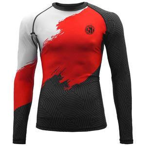 Ensemble de gymnastique à manches longues de marque personnalisée MMA Rash Guard Compression BJJ T-Shirt pour les arts martiaux Fight Jiu Jitsu Kimono imprimé extensible - Product Image 4