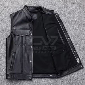 2025 cuero hecho a medida al por mayor tasa hombres Chaleco de cuero de alta calidad transpirable Material duradero Chaleco de cuero - Product Image 4