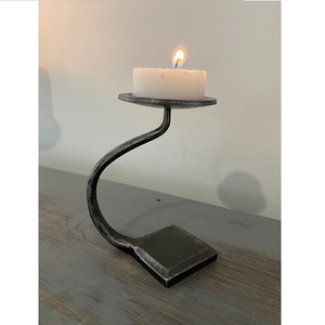 Luxury Design Black Powder Coated Pillar Candle <b>Holder</b> Wrought Iron One Pillar Candle <b>Holder</b> Event Decoration - Product Image 2
