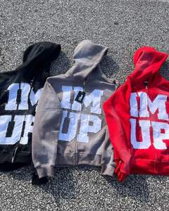 Survêtement pour homme de haute qualité 2026, personnalisé, imprimé de strass, motif de lettres personnalisé, appliqué coupé et cousu, broderie, effet usé - Product Image 1