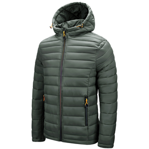 Veste matelassée pour homme de couleur rouge, coupe-vent, en polyester, fermeture éclair décontractée, couleur unie, manteau d'hiver, longueur normale, coupe ajustée - Product Image 5