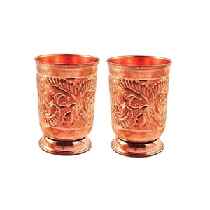 Juego de Dos Vasos de Agua de Cobre, Vajilla para el Hogar, para Eventos y Fiestas, Vasos de Diseño Clásico, Alta Calidad - Product Image 1
