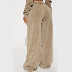 Strass personnalisé lavé à l'acide en détresse évasé couches pantalons de survêtement coton lâche délavé Jogging pantalons de survêtement, pantalons pour hommes - Product Image 4