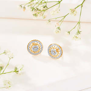 Lunaria Bloom 18K Gold Plated Heart Stud <b>Earrings</b> with Zircon <b>Moissanite</b> & Pearl-Wedding Engagement Party Jewelry - Product Image 1