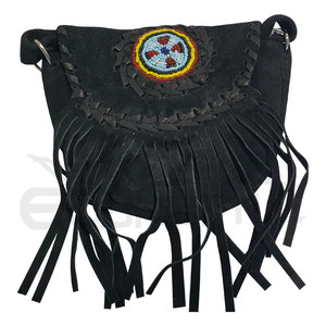 Petit sac à bandoulière en daim avec franges noir bleu ciel rouge couleur sacs à main en daim occidental rabat sur dames épaule franges sac à main - Product Image 3