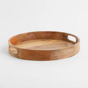 Plateau de service rond en bois de qualité supérieure 100% - Product Image 1