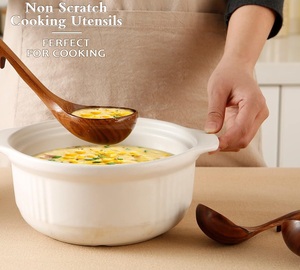 Louches à soupe en bois pour la cuisson, 3 ustensiles pour la cuisson, louche en bois, cuillères de cuisson en bois de teck naturel - Product Image 5