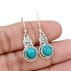 Natural Turquoise Gemstone Fashionable 925 Sterling Silver <b>Jewelry</b> <b>Handmade</b> Dangle Earrings 925 Solid Stamped Silver <b>Jewelry</b> - Product Image 1