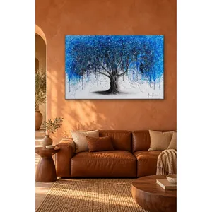Impresión en lienzo de árbol nocturno azul con efecto de goteo de Fida Ashvin Harrison - Product Image 5