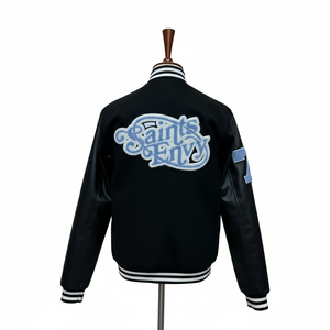 Veste en cuir brodée en gros, veste en laine de style varsity pour homme et femme, multicolores, confortable et à séchage rapide - Product Image 4