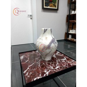 Florero de piedra de mármol moderno Florero de piso decorativo para el hogar blanco único de alta calidad a Gran Precio de exportador indio - Product Image 5