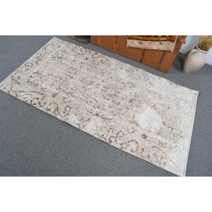 พรมตุรกีวินเทจ ขนาด 3.1x5.8 ฟุต (95x176 ซม.) พรมขนสัตว์สีเบจ - Product Image 3