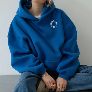 Manufacturer Custom Logo High Quality <b>Women</b> No String Thick Embroidered Embroidery Cotton Heavyweight Oversized <b>Hoodies</b> - Product Image 1