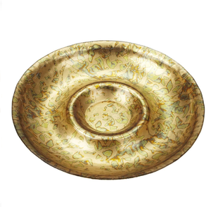 Dinnerware Decorative Food <b>Tray</b> Handmade Gold Leaf Chip and Dip <b>Tray</b> Bowl Decorative Serving Metal Food <b>Tray</b> - Product Image 3