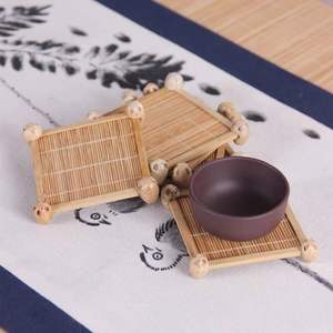 แผ่นรองจานไม้ไผ่ธรรมชาติทำมือ กันลื่น สำหรับชามและภาชนะบนโต๊ะอาหาร สไตล์โบฮีเมียน ใช้ในงานแต่งงาน หนา - Product Image 2