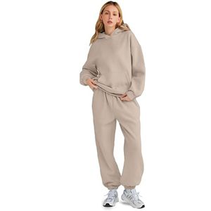 ชุดเสื้อกางเกงวอร์มทรงหลวมสำหรับผู้หญิงแฟชั่นฤดูหนาว2ชิ้นโอเวอร์ไซส์ออกแบบได้ตามต้องการฤดูใบไม้ร่วงฤดูหนาว - Product Image 2