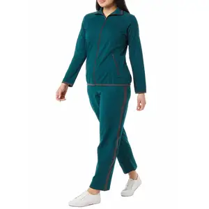Wholesale Rates Bulk Quantity High Quality Women Plain Women's Striped Green Tracksuit Sets Women Blank Sweat Suits