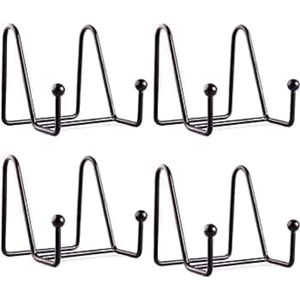 <b>Set</b> of 4 <b>Black</b> Metal <b>Plate</b> Stands Sturdy Design for Stylish Kitchenware Accessories with Easy Assembly Feature - Product Image 1