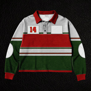 Chemise de rugby en mélange de coton et de polyester de qualité supérieure 260 GSM, noir et blanc, panneau rayé, sublimation, logo personnalisé, polos de rugby - Product Image 6