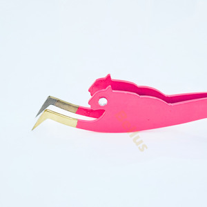 Pince à épiler d'extension de cils de ventilateur de Volume de précision pointe de fibre de 10mm avec poignée en diamant étiquetage personnalisé pince à cils pointue de botte mince - Product Image 4