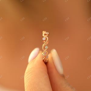 Anillo de boda de moissanita de oro rosa de 18K, joyería de lujo, diseño infinito, personalizado, único, trenzado - Product Image 5