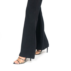 Pantalones acampanados con logotipo personalizado de fábrica al por mayor para mujer, pantalones informales transpirables de alta calidad de nuevo diseño, pantalones de Color negro para mujer - Product Image 6